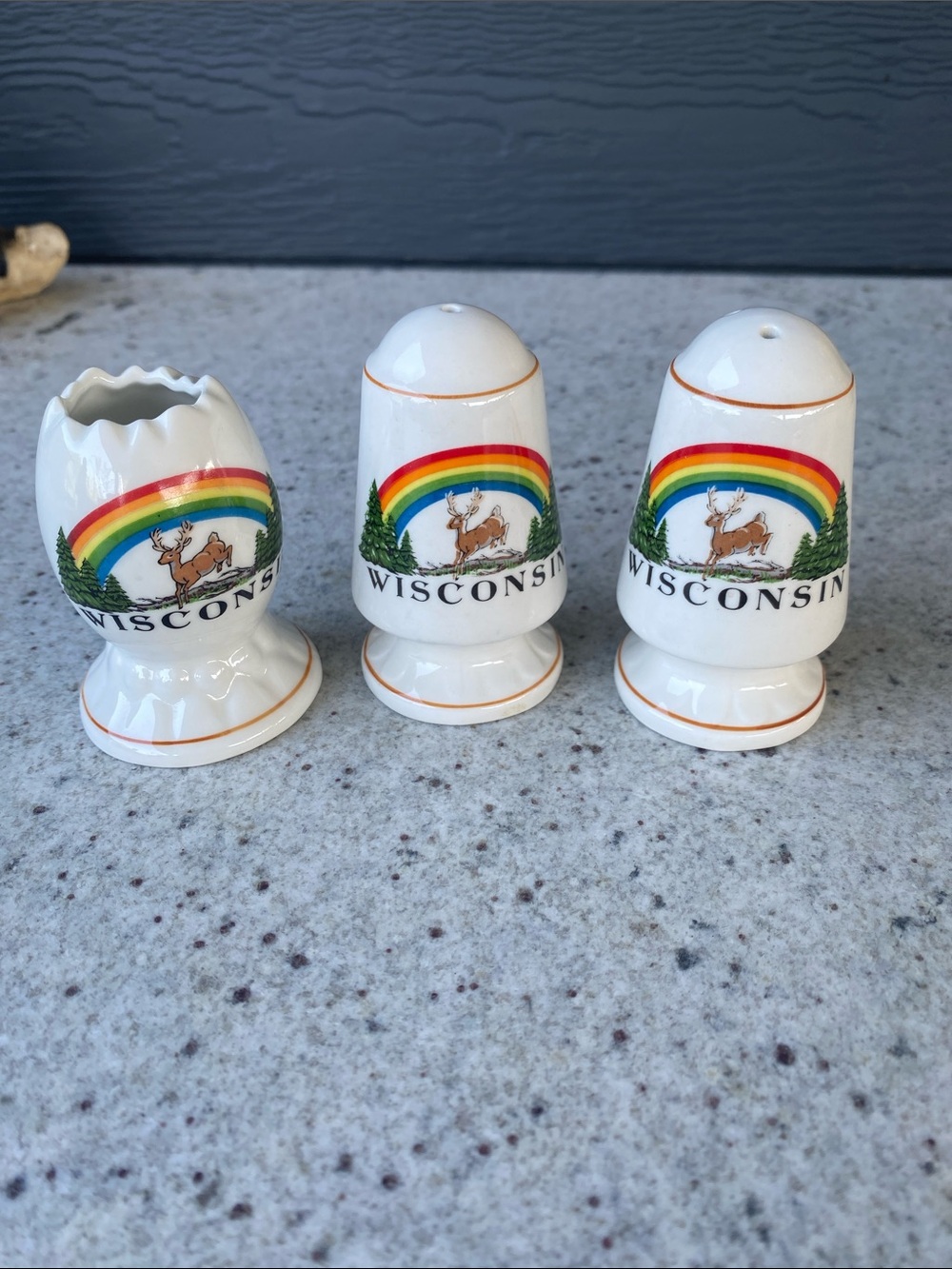 Wisconsin Rainbow Deer Ceramic Salt & Pepper Set